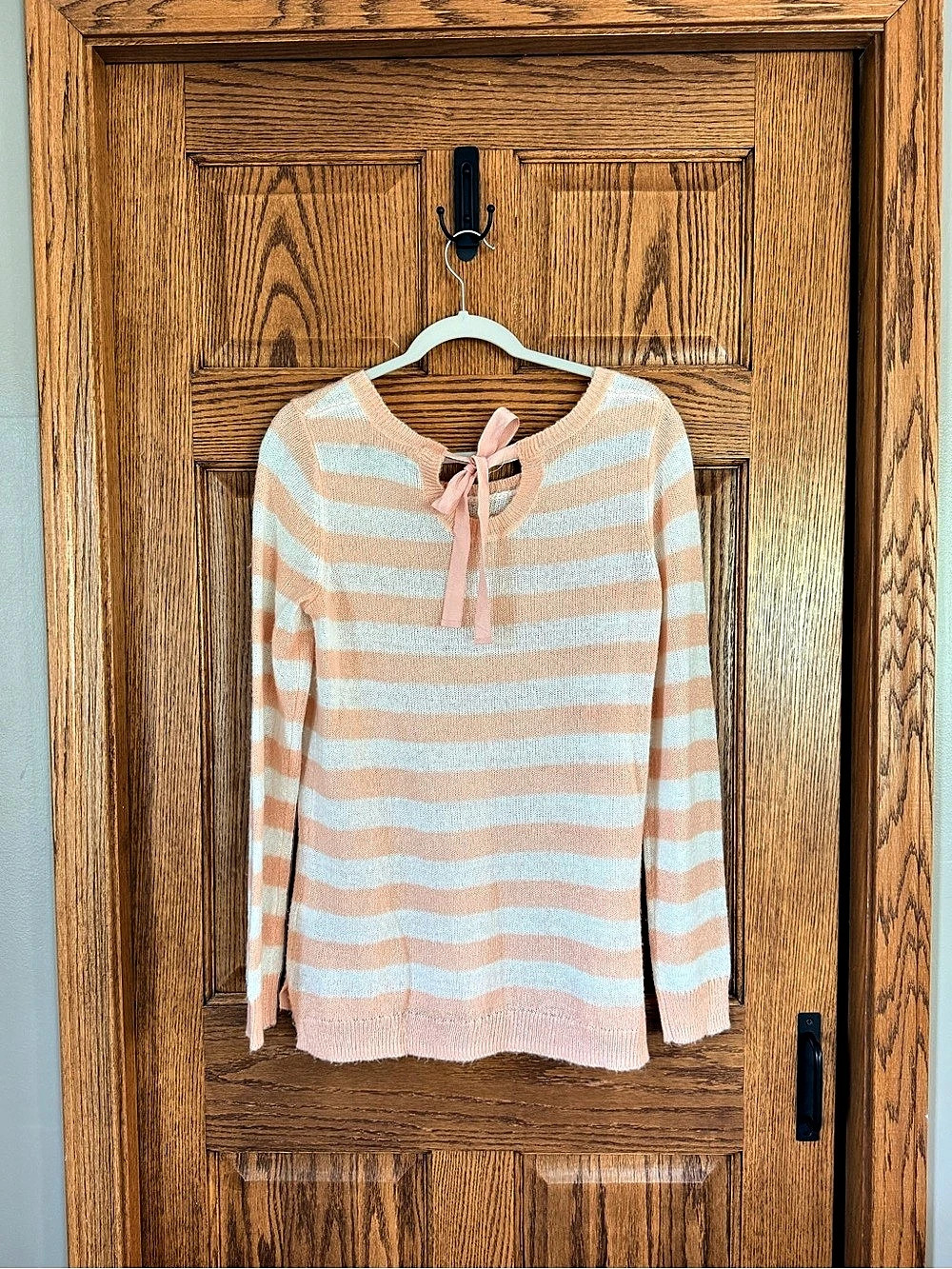 Lauren Conrad Striped Sweater in Pale Pink & White Size Medium